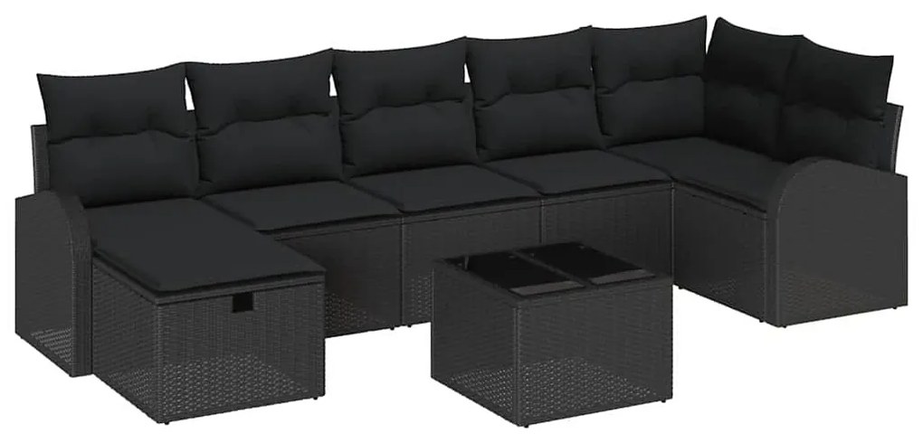 vidaXL Σετ Καναπέ Κήπου 8 pcs Μαύρο 289 x 124 x 85 εκ. Πολυ ράταν
