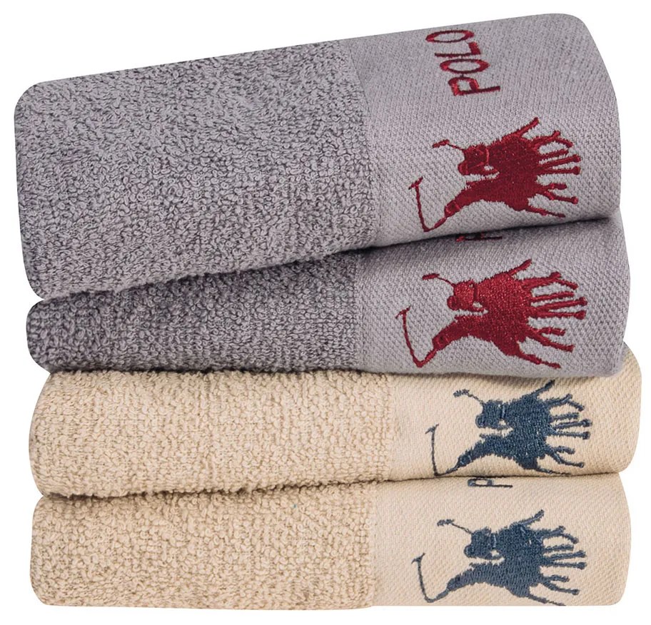 Πετσέτες Προσώπου (Σετ 2τμχ) Greenwich Polo Club 2663 Grey/Ecru 480gsm