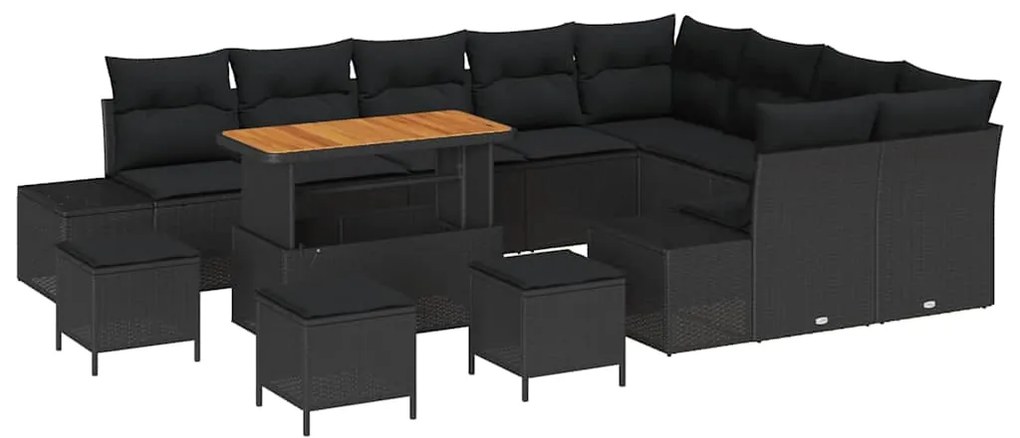 vidaXL Σετ Καναπέ Κήπου με αποθήκευση 13 pcs Μαύρο Πολυ ράταν
