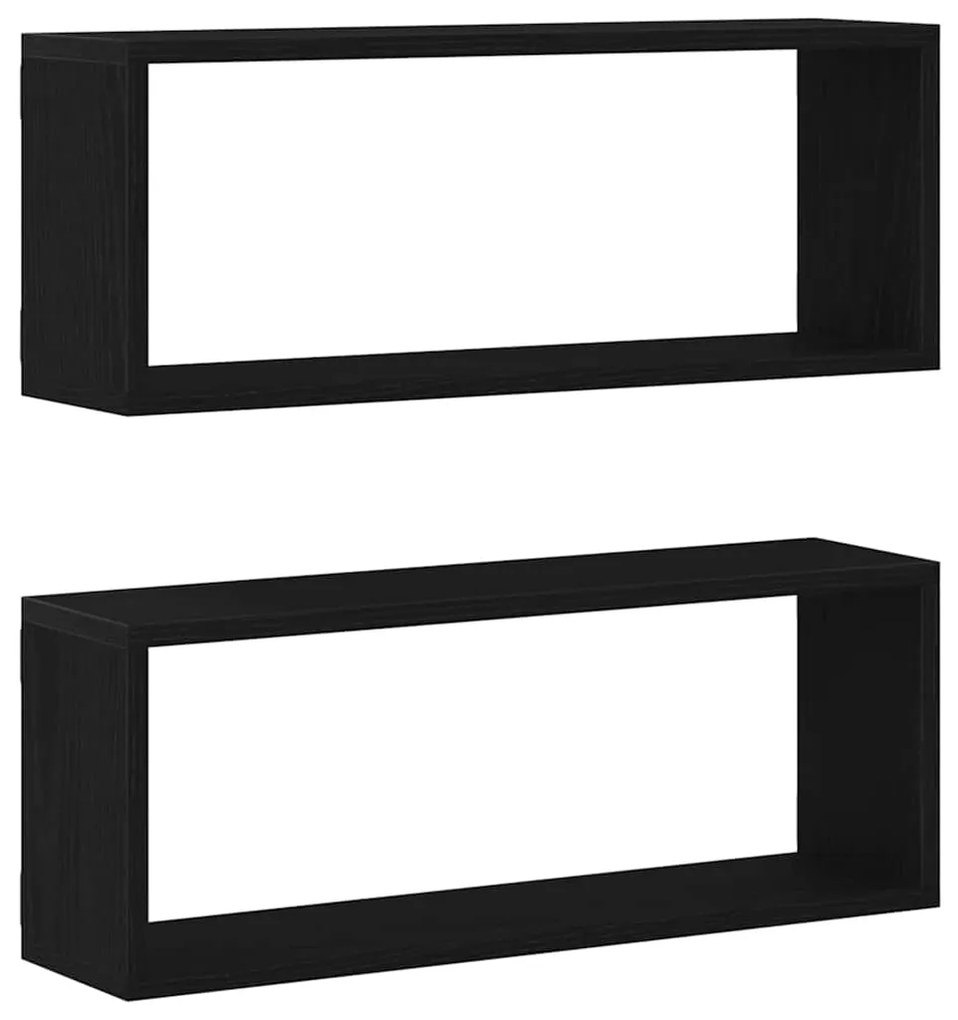 vidaXL Ράφια Τοίχου με ράφι Επιτοίχιο 2 pcs Μαύρη δρυς 60 x 15 x 23 cm