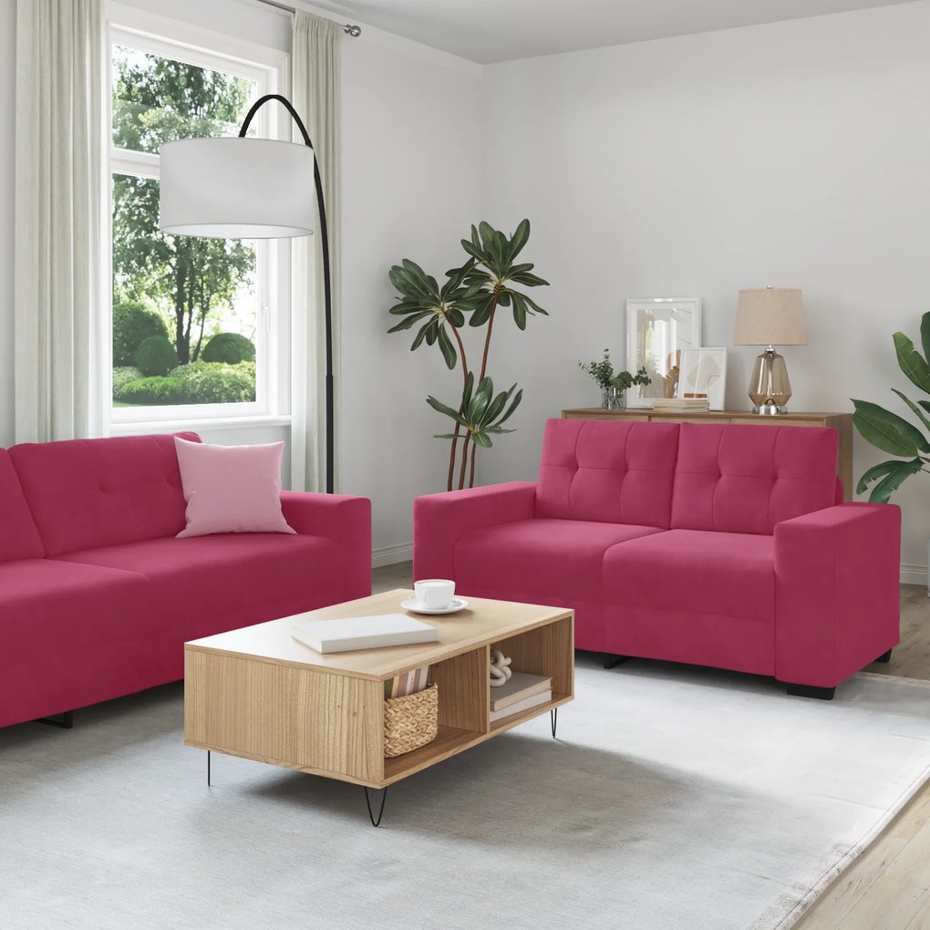 vidaXL Σετ Καναπέ με μαξιλάρι 3 pcs Κόκκινο 221 x 78 x 80 εκ Βελούδο