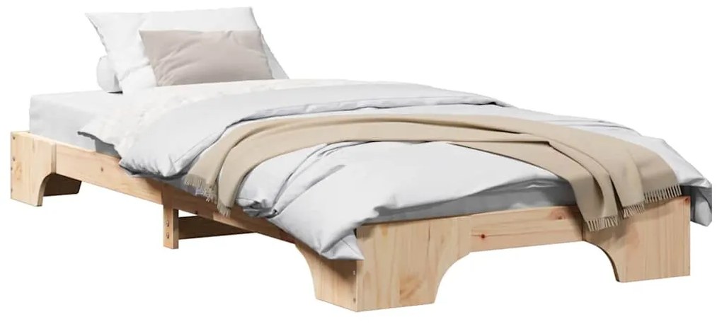 vidaXL Σκελετός Κρεβατιού Φυσικό 75 x 190 cm Στερεά ξυλεία πεύκου