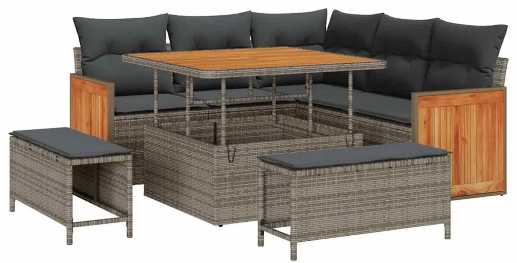 vidaXL Σετ Καναπέ Κήπου 8 pcs Γκρι, Σκούρο γκρι 100 x 100 x 71 cm