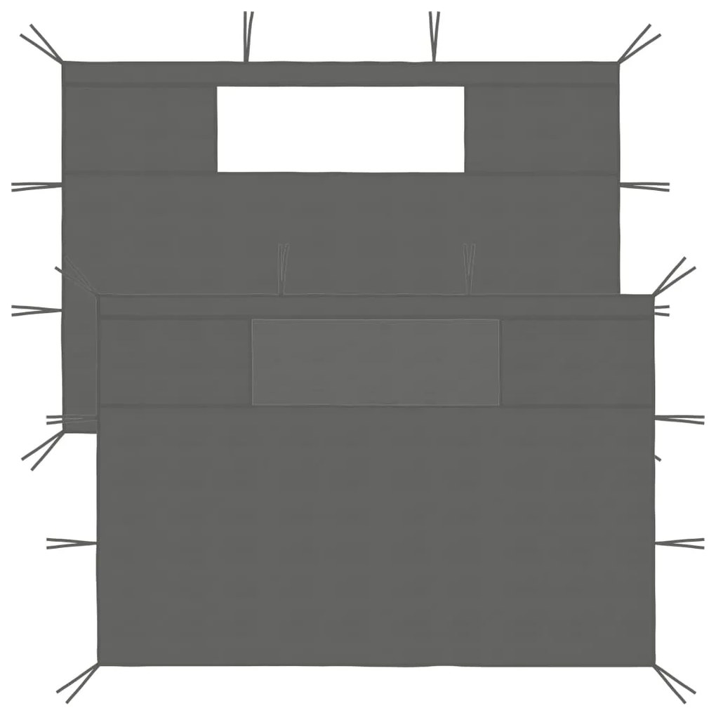 vidaXL Πλαϊνά για Κιόσκι με Παράθυρα 2 τεμ. Ανθρακί
