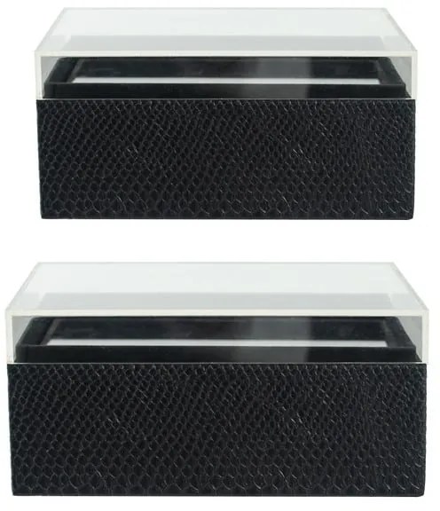 Artekko Lisa MDF Διακοσμητικά Κουτιά Κοσμηματοθήκες με Μαύρο Τεχνόδερμα και Διάφανο Ακρυλικό Καπάκι (26x20x12)cm 2pcs Artekko 82503