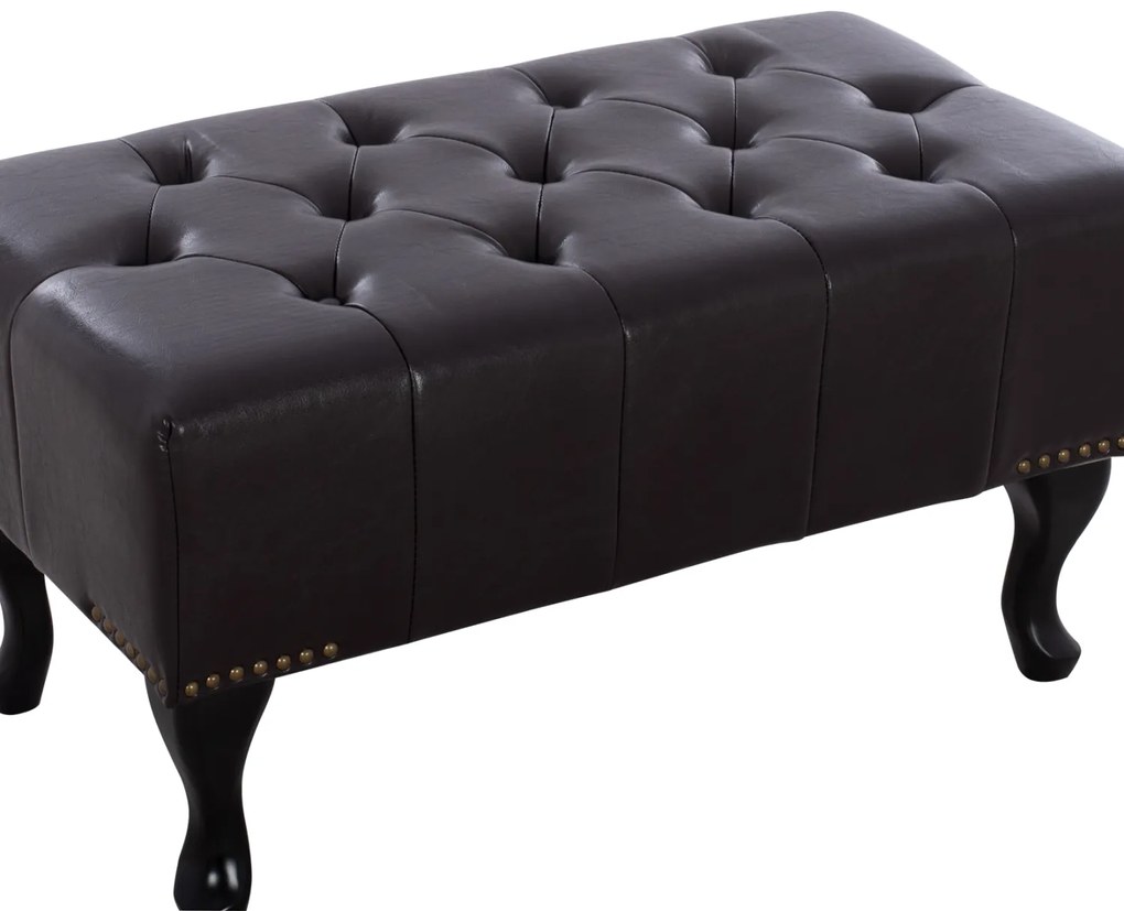 Ταμπουρέ Υποπόδιο T.Chesterfield Emma PU 80x44x39Y εκ.Σκ.Καφέ