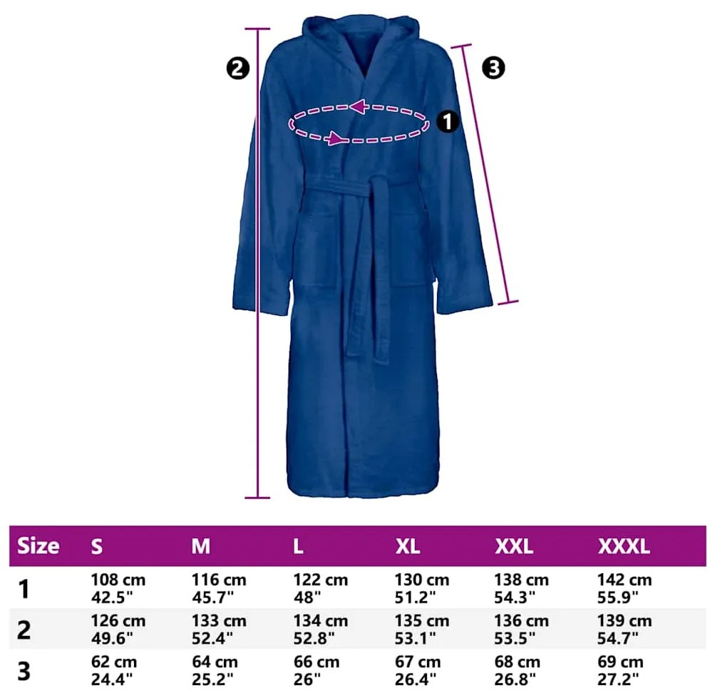 vidaXL Μπουρνούζι KINN Μπλε XXXL Βαμβάκι