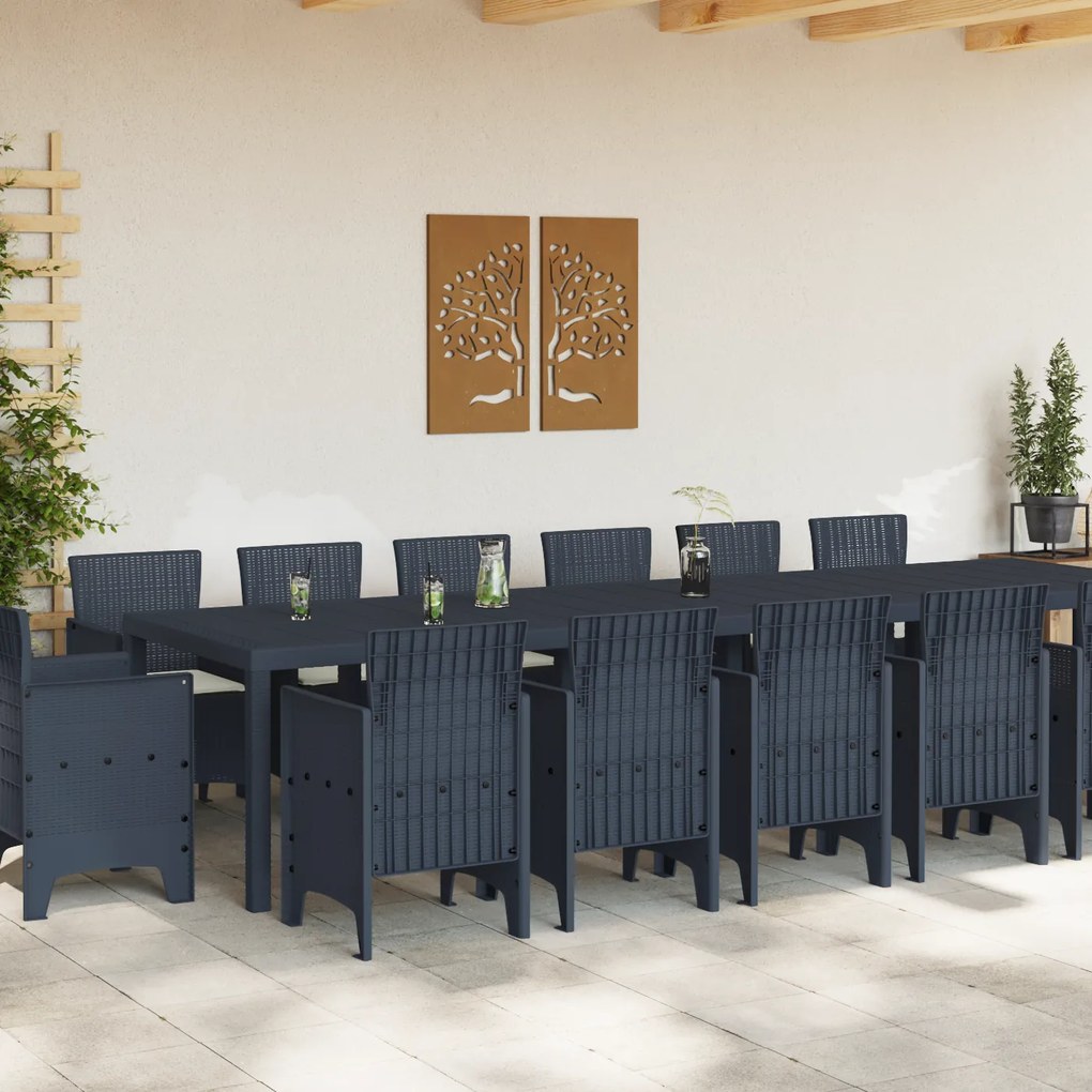 vidaXL Σετ Τραπεζαρίας Κήπου με Μαξιλάρια 15 pcs Ανθρακί Large