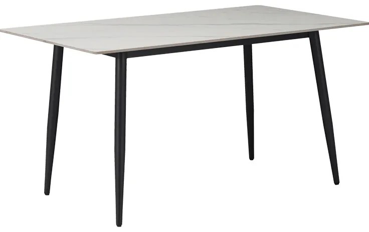 Τραπέζι Gustas pakoworld λευκό μαρμάρου sintered stone-μαύρο μέταλλο 160x80x75εκ