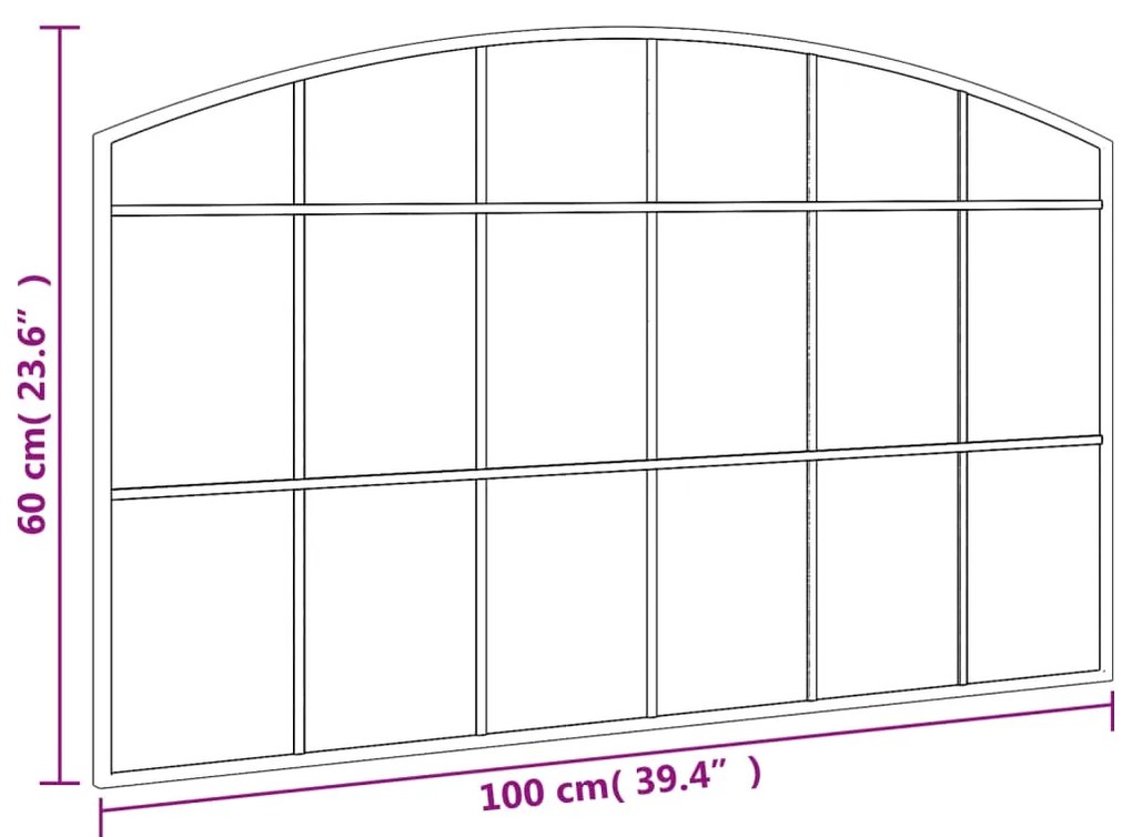 vidaXL Καθρέφτης Τοίχου Αψίδα Μαύρος 100 x 60 εκ. από Σίδερο