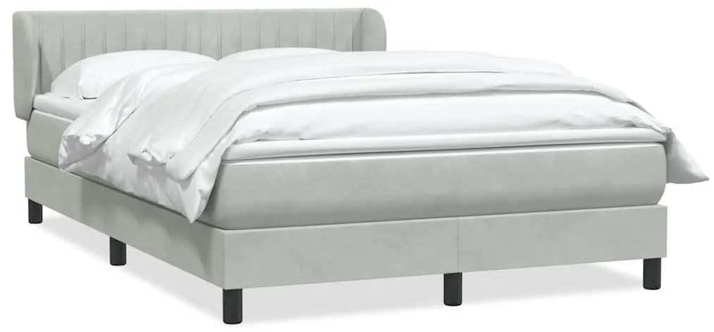 vidaXL Κρεβάτι Boxspring με Στρώμα Ανοιχτό Γκρι 160x220 εκ. Βελούδινο