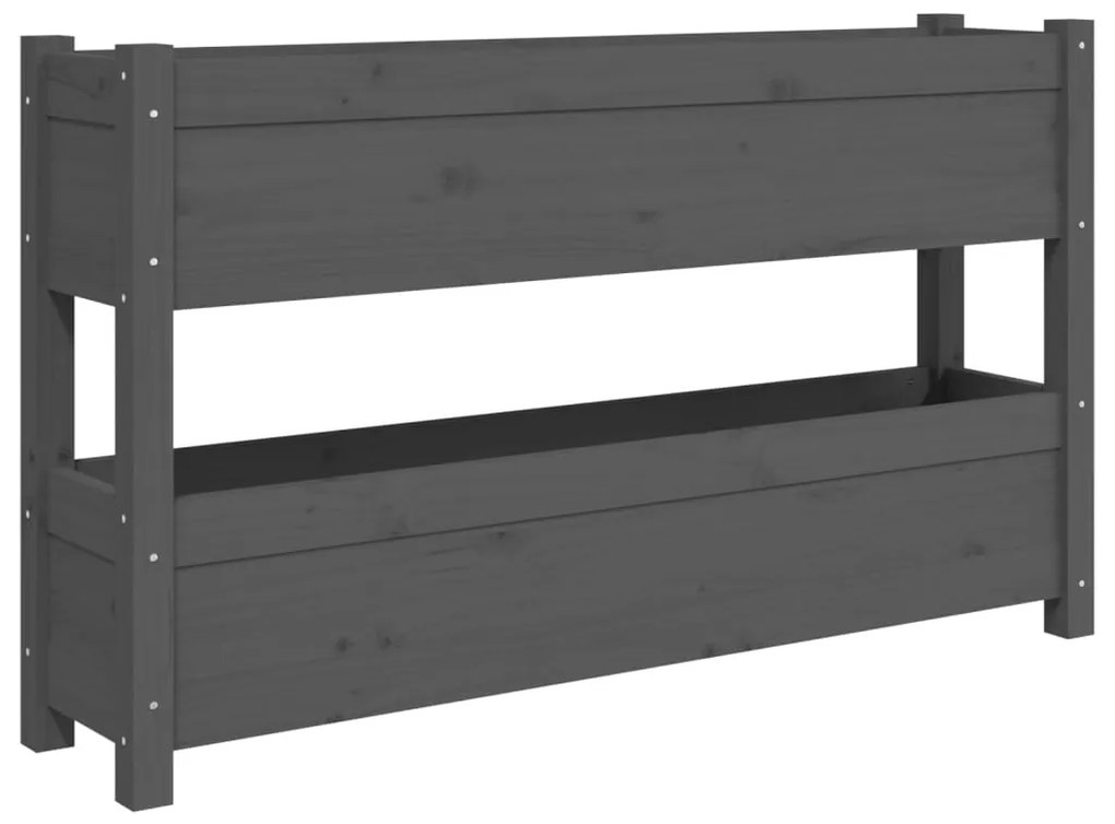 vidaXL Ζαρντινιέρα Γκρι 112x25x66 εκ. από Μασίφ Ξύλο Πεύκου