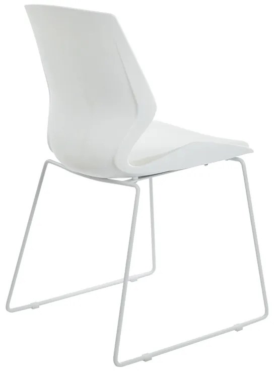 Καρέκλα γραφείου επισκέπτη Genuine pakoworld PP σε λευκή απόχρωση με εκρού μαξιλάρι 47x52x85εκ (1 τεμάχια)