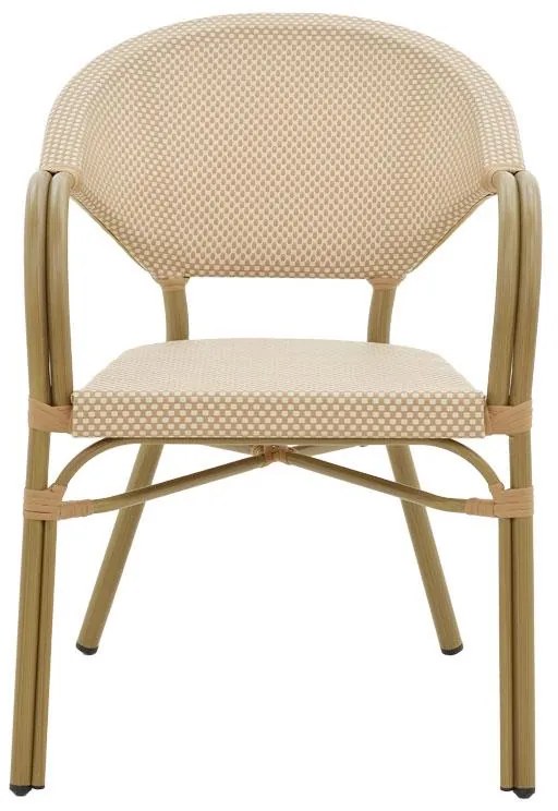 Καρέκλα - Πολυθρόνα Elyza φυσικό αλουμίνιο-μπεζ textilene 57x62x84 εκ. 57x62x83 εκ.