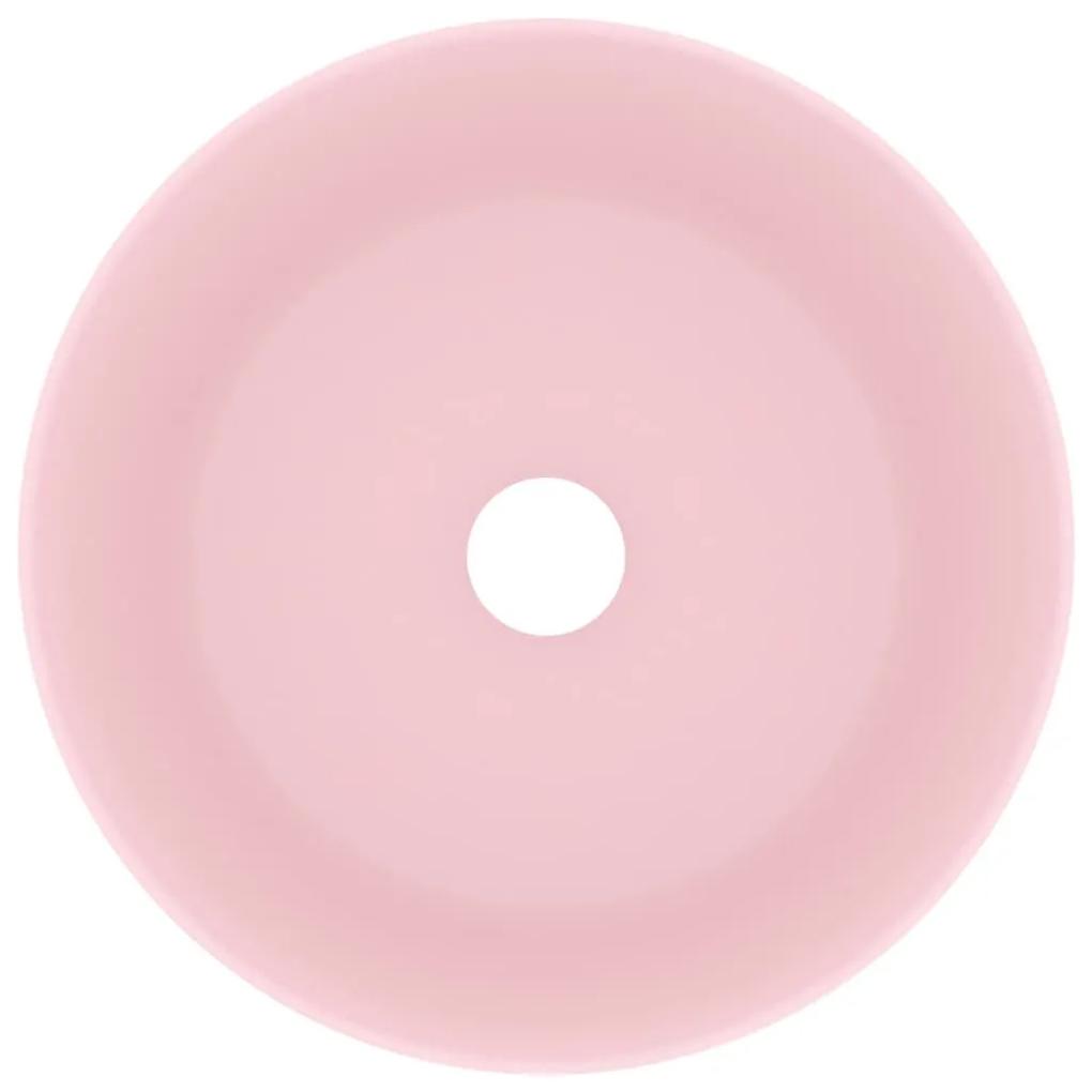 Νιπτήρας Πολυτελής Στρογγυλός Ροζ Ματ 40 x 15 εκ. Κεραμικός - Ροζ