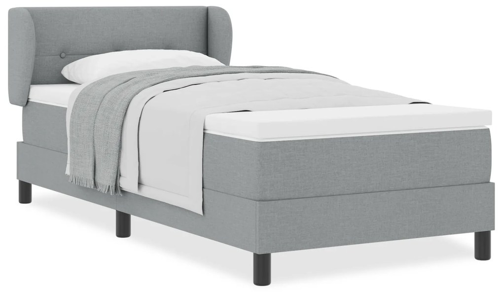 vidaXL Κρεβάτι Box Spring με Στρώμα - Ανοιχτό Γκρι, 90x200 cm, Υφασμάτινο