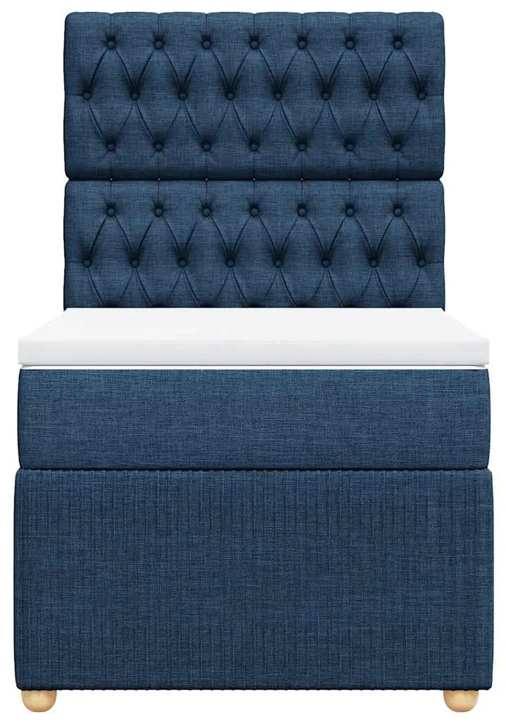 vidaXL Κρεβάτι Boxspring με Στρώμα Μπλε 100 x 200 εκ. Υφασμάτινο