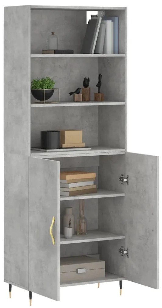 vidaXL Ντουλάπι Γκρι Σκυροδέματος 69,5x34x180 εκ. Επεξεργασμένο Ξύλο
