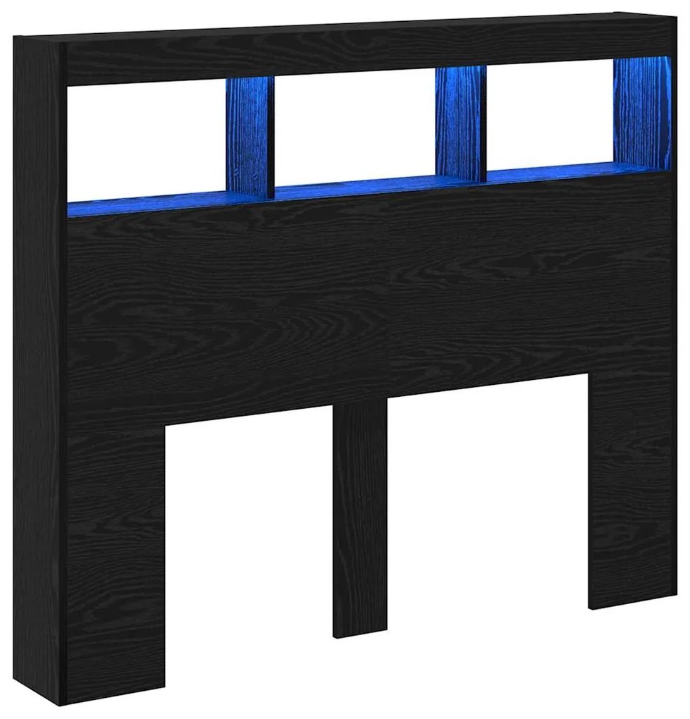 vidaXL Κεφαλάρι Ντουλάπι με LED με ράφι Μαύρη δρυς 122 x 17 x 102 εκ