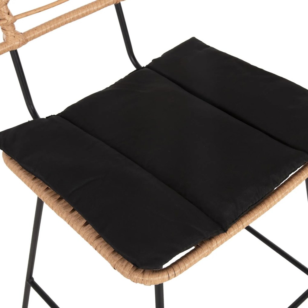 Σκαμπό Μπαρ ALLEGRA C5455.11 Μεταλλικό με Μπέζ Wicker &amp; Μαύρο Μαξιλάρι 56x59x116,5Υεκ. 56x59x116.5 εκ.