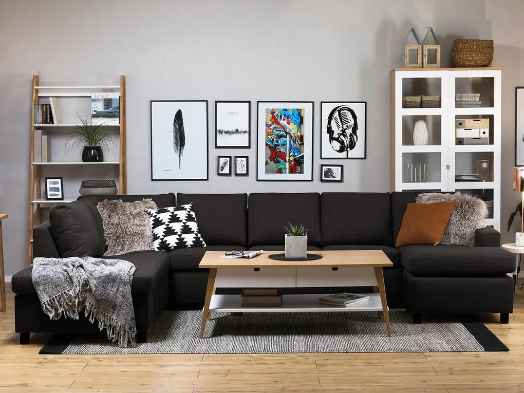 Γωνιακός Καναπές Scandinavian Choice C157, Μαύρο, 344x199x80cm