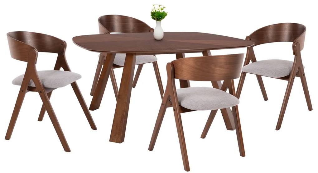 ΣΕΤ ΤΡΑΠΕΖΑΡΙΑΣ 5ΤΜΧ NEKKER HM21340.01 ΤΡΑΠΕΖΙ ΑΠΟ MDF--ΚΑΡΕΚΛΕΣ ΑΠΟ RUBBERWOOD