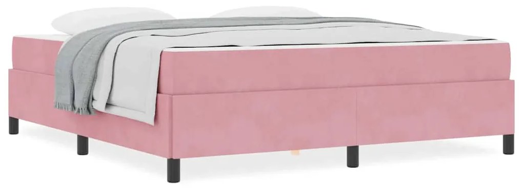 vidaXL Σκελετός Κρεβατιού Άλλο Ρόζ και Λευκό 180 x 200 cm Βελούδο