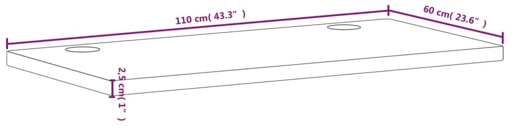 Επιφάνεια Γραφείου 110x60x2,5 εκ. από Μασίφ Ξύλο Οξιάς - Καφέ