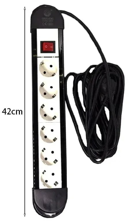 Qiaosheng πολύμπριζο 6 θέσεων με διακόπτη 5m 16A/250V~2500W - 6-position multi-socket with switch