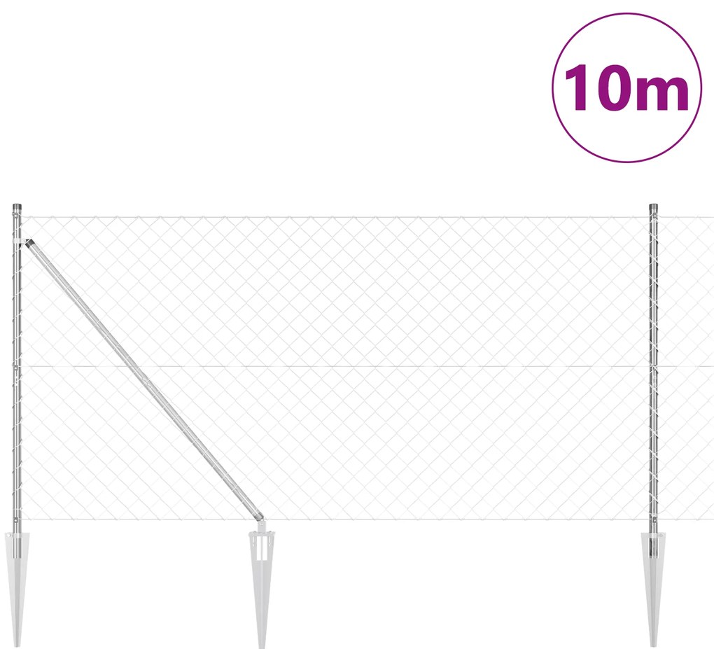 vidaXL Φράχτης αλυσίδας με 7 σπείρες 1.4x10 μ. Επικαλυμμένος χάλυβας