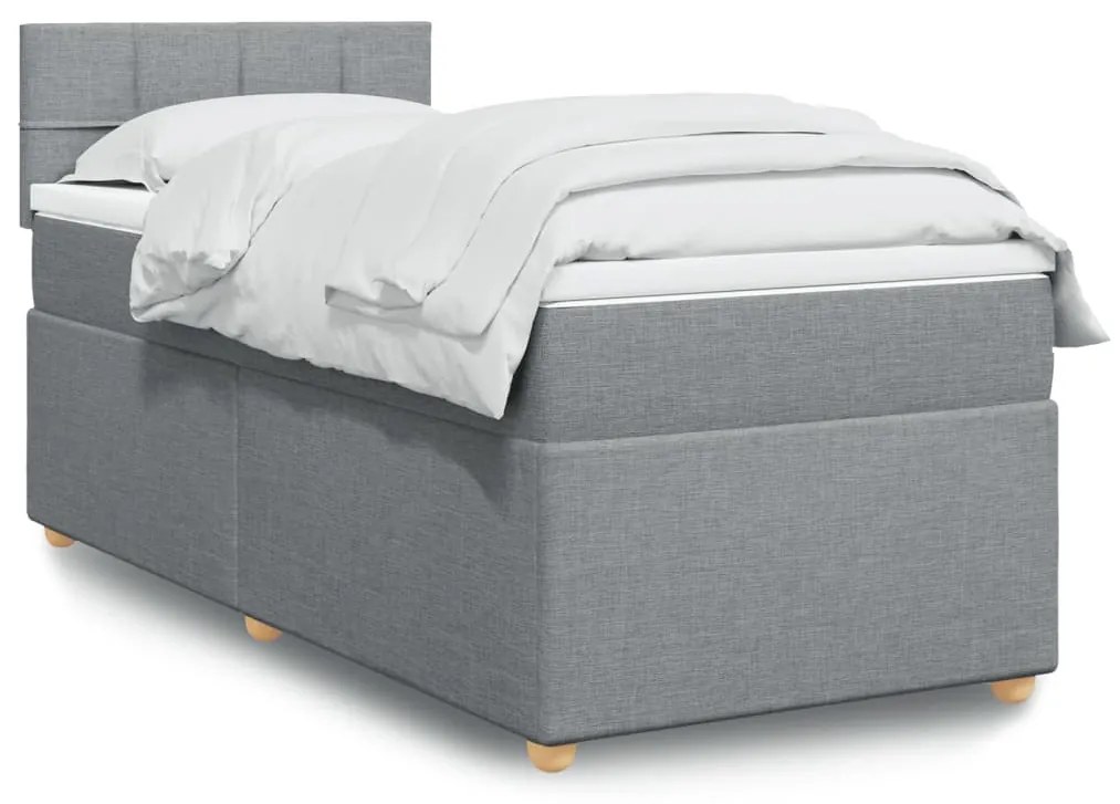 Κρεβάτι Boxspring με Στρώμα Ανοιχτό Γκρι 80x200 εκ. Υφασμάτινο - Γκρι