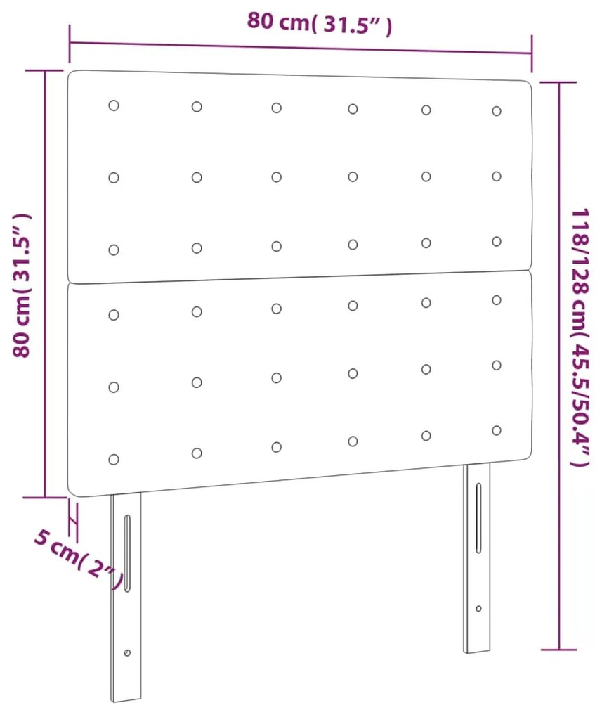 vidaXL Κεφαλάρι Κρεβατιού LED Μαύρο 80x5x118/128 εκ