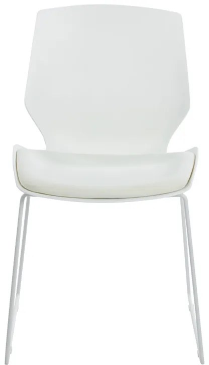 Καρέκλα γραφείου επισκέπτη Genuine pakoworld PP σε λευκή απόχρωση με εκρού μαξιλάρι 47x52x85εκ (1 τεμάχια)