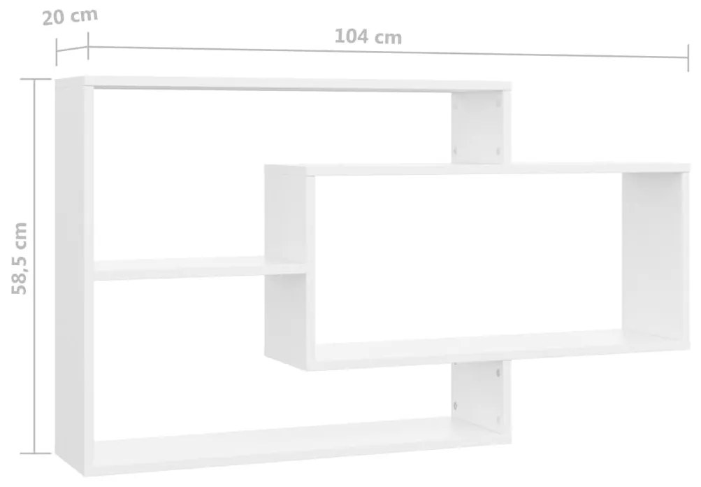 vidaXL Ραφιέρα Τοίχου Λευκή 104 x 20 x 58,5 εκ. από Επεξεργασμένο Ξύλο