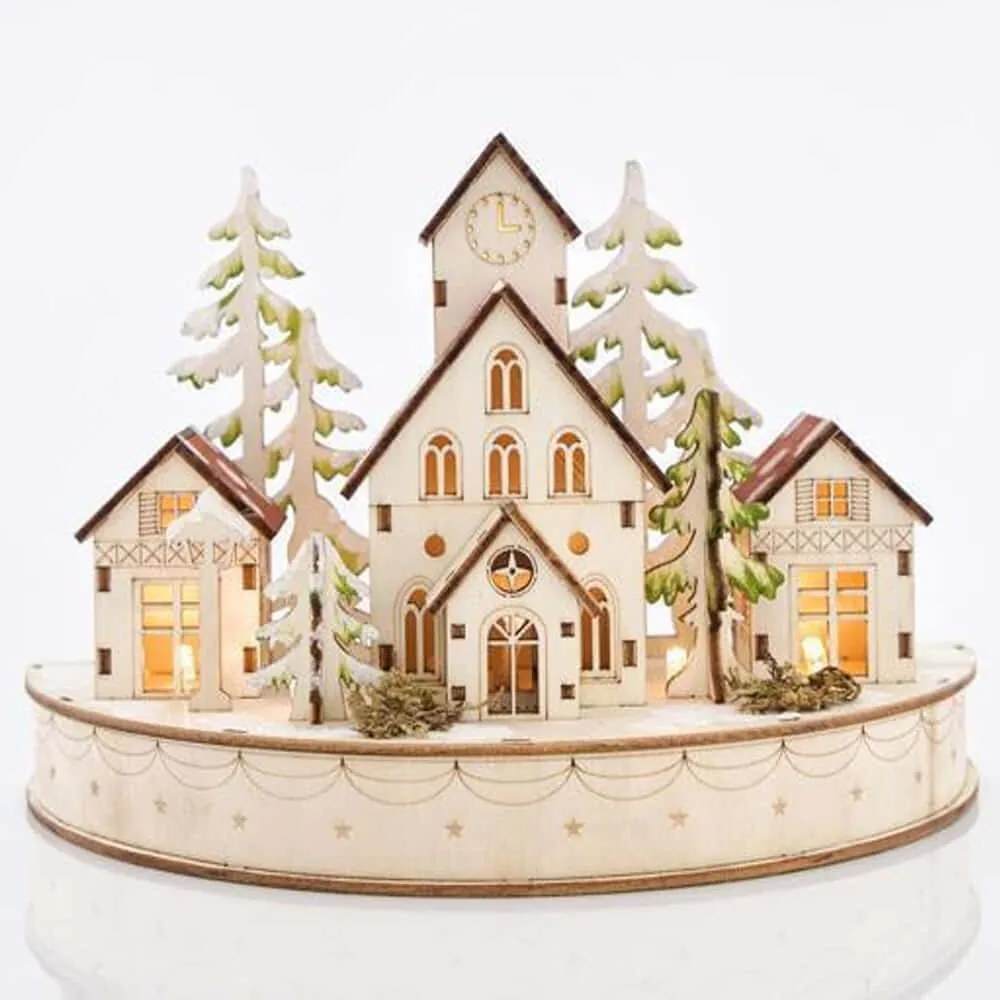 Διακοσμητικό Χωριό Με Φως Led 600-40398 25x12,5x16,5cm Με Μπαταρίες Multi