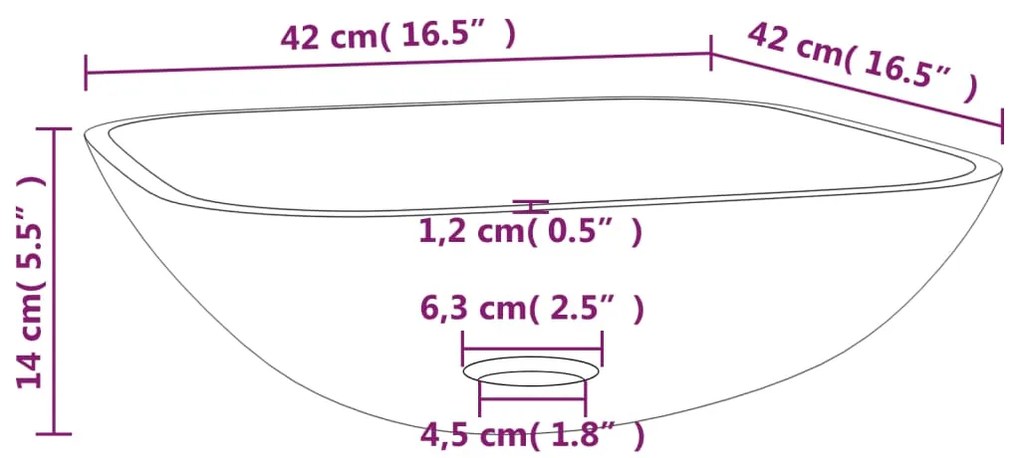 vidaXL Νιπτήρας Μαύρος 42 x 42 x 14 εκ. Γυάλινος