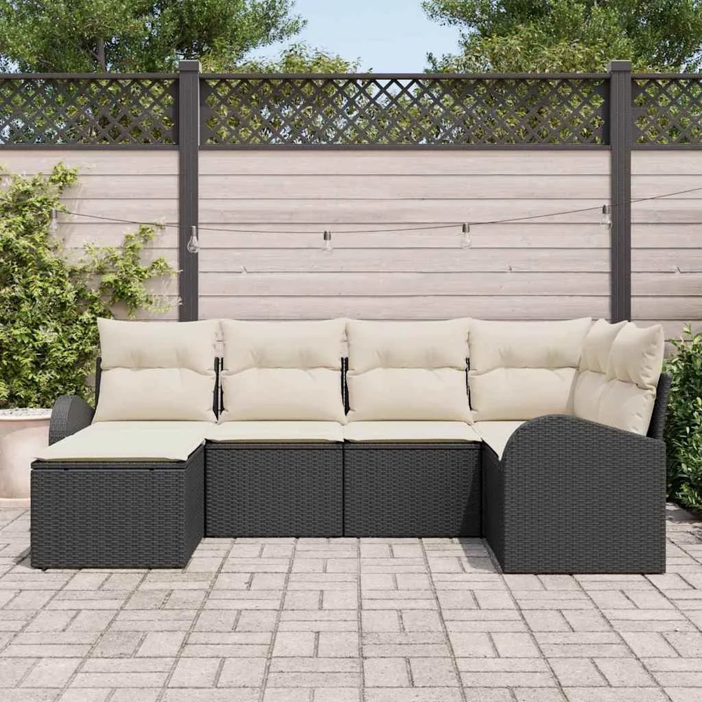 vidaXL Σετ Καναπέ Κήπου με μαξιλάρι 6 pcs Μαύρο Πολυ ράταν