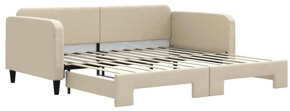 vidaXL Καναπές Κρεβάτι Συρόμενος Κρεμ 100 x 200 εκ. Υφασμάτινος