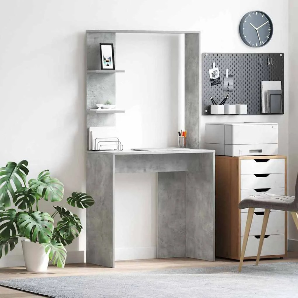 vidaXL Γραφείο Σκυρόδεμα Γκρι 78,5 x 37 x 154,5 εκ Επεξεργασμένο ξύλο