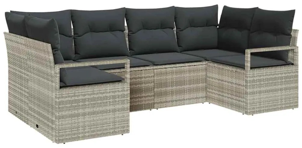 vidaXL Σετ Καναπέ Κήπου 6 pcs Ανοιχτό γκρι Πολυ rattan, βαμμένο ατσάλι