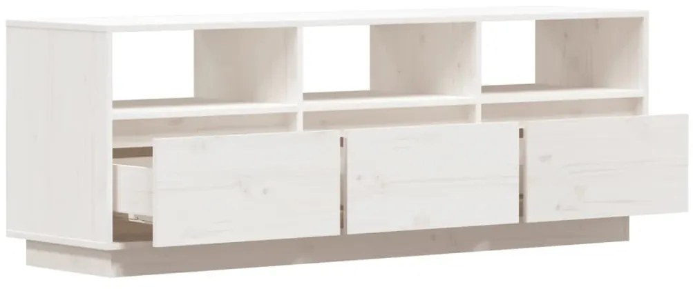 vidaXL Έπιπλο Τηλεόρασης Λευκό 140 x 37 x 50 εκ. από Μασίφ Ξύλο Πεύκου