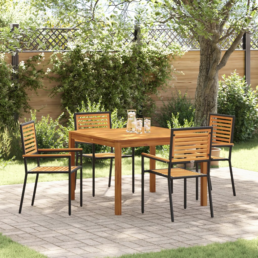 vidaXL Σετ Τραπεζαρίας Κήπου 5 pcs Μαύρο 110 x 110 x 75 cm