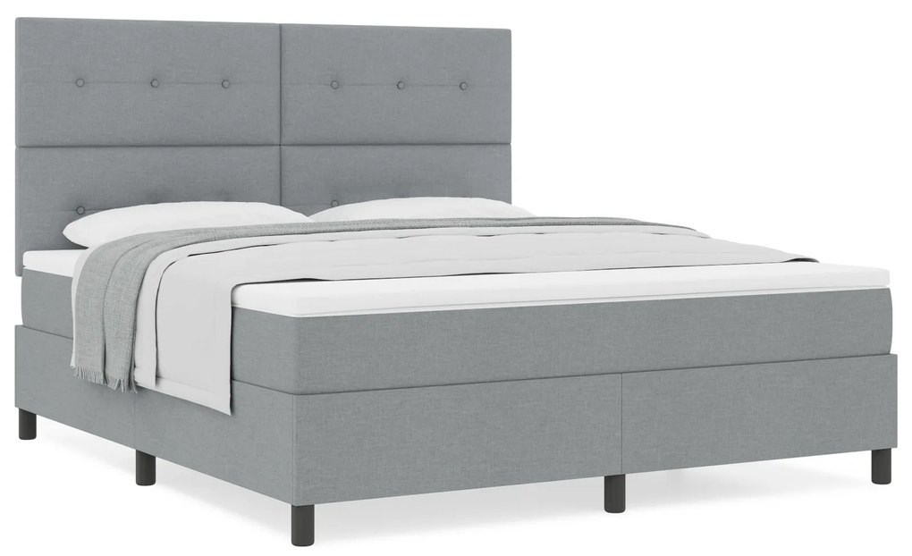 vidaXL Κρεβάτι Box Spring με Στρώμα Ανοιχτό Γκρι Σούπερ Βασιλικό Ύφασμα