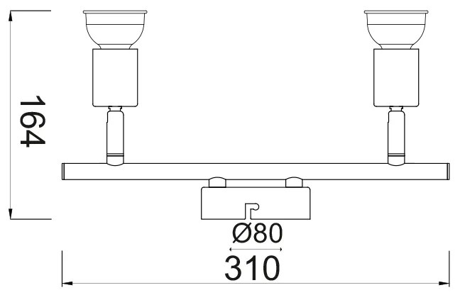 ΣΠΟΤ II ΜΑΥΡΟ ΜΑΤ 2 Χ GU10 TRINITY - MC634BK2