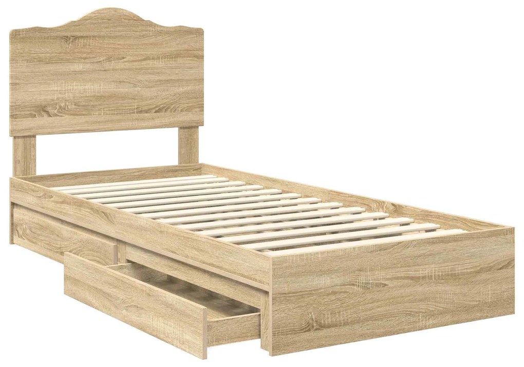 vidaXL Κρεβάτι Αποθήκης Δρύς Sonoma 100 x 200 cm Επεξεργασμένο ξύλο