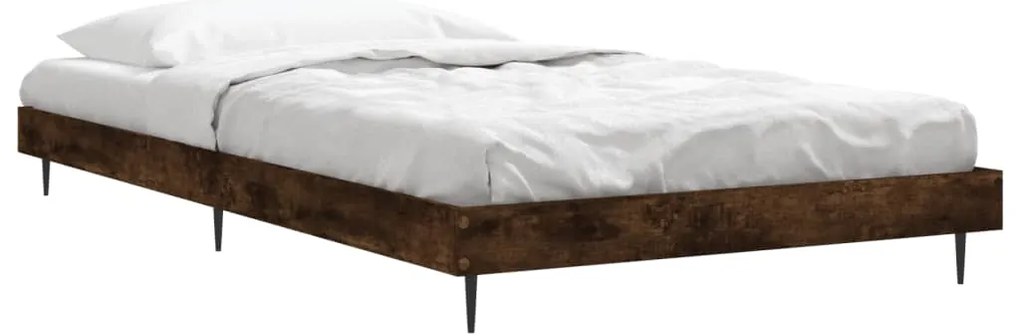 vidaXL Πλαίσιο Κρεβ. Χωρ. Στρώμα Καπνιστή Δρυς 90x200 εκ. Επεξ. Ξύλο