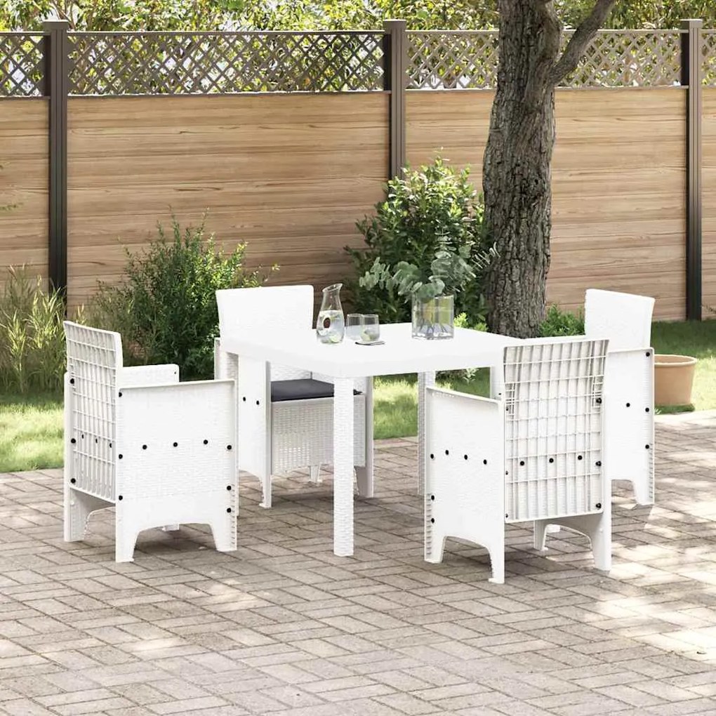 vidaXL Σέτ φαγητού για κήπο 5 pcs Λευκό Rattan Polt
