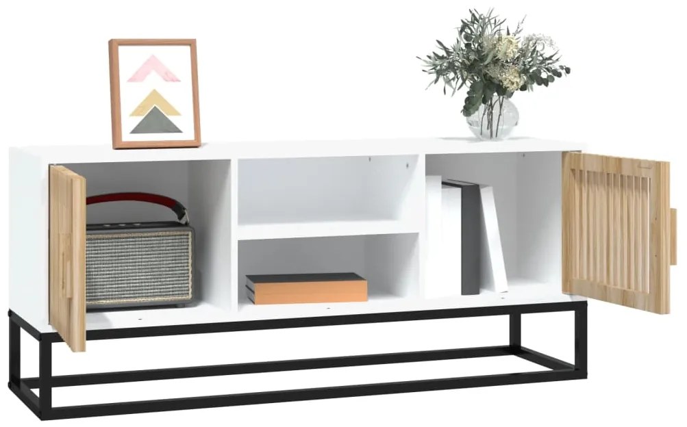 vidaXL Έπιπλο Τηλεόρασης Λευκό 105x30x45 εκ. Επεξεργασμένο Ξύλο/Σίδερο