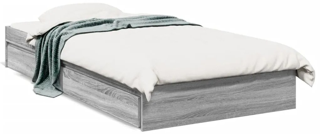 vidaXL Πλαίσιο Κρεβατιού με Συρτάρια Γκρι Sonoma 90x190εκ. Επεξ. Ξύλο