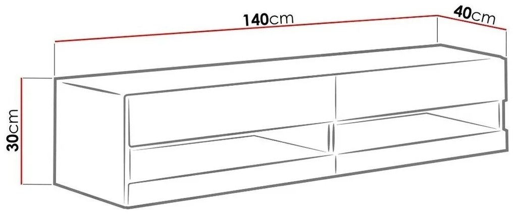 Τραπέζι Tv Charlotte A120, Γυαλιστερό λευκό, Άσπρο, Ο αριθμός των θυρών: 2, 140x30x40cm, 24 kg | Epipla1.gr